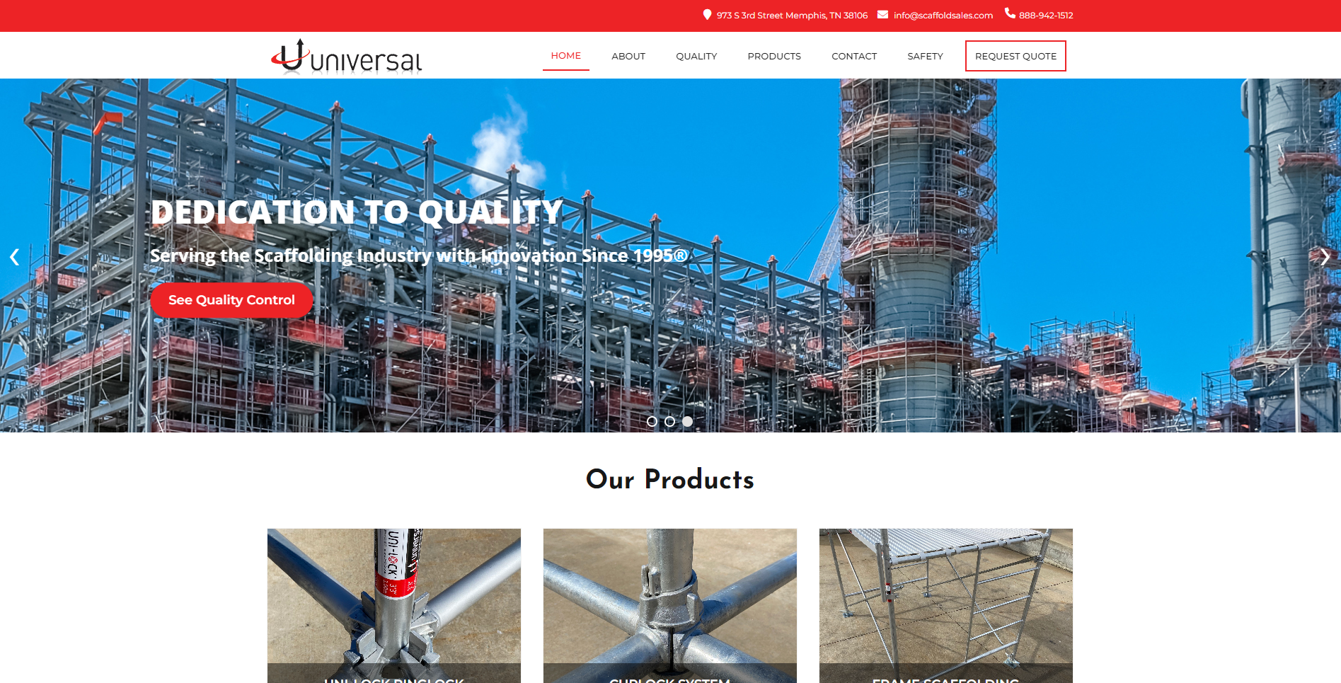 Web Design for Universal Scaffolding and Equipment