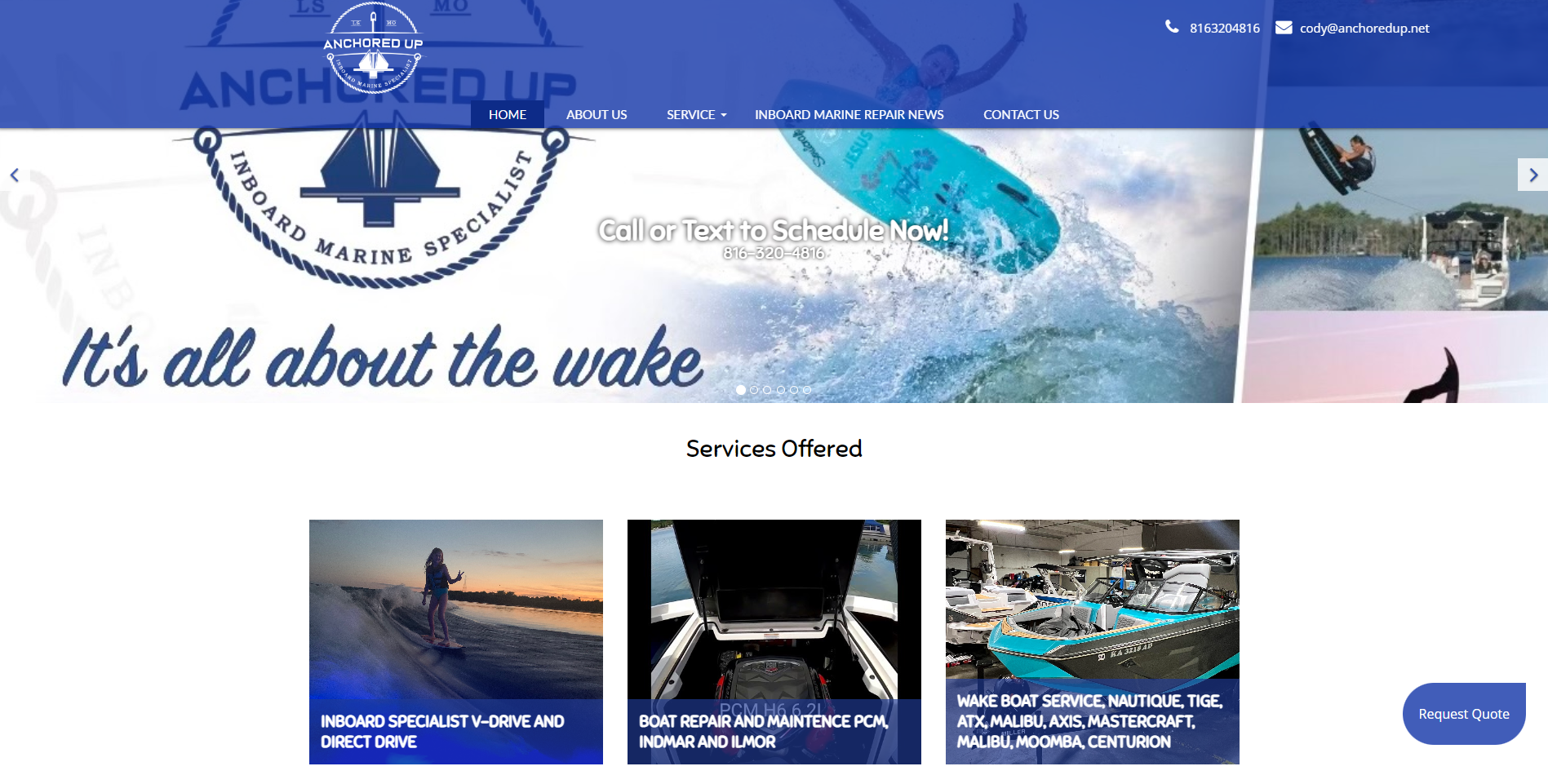 Web Design for Anchored Up Boat Repair