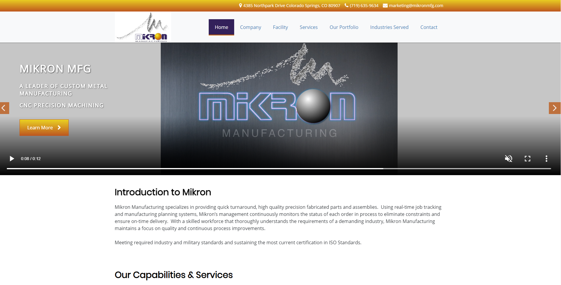 Web Design for Mikron Manufacturing