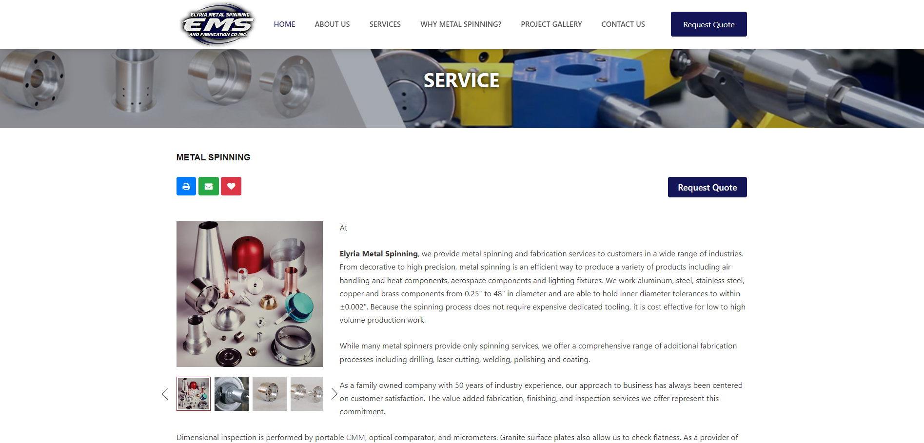 Industrial website catalog for The Metal Shop
