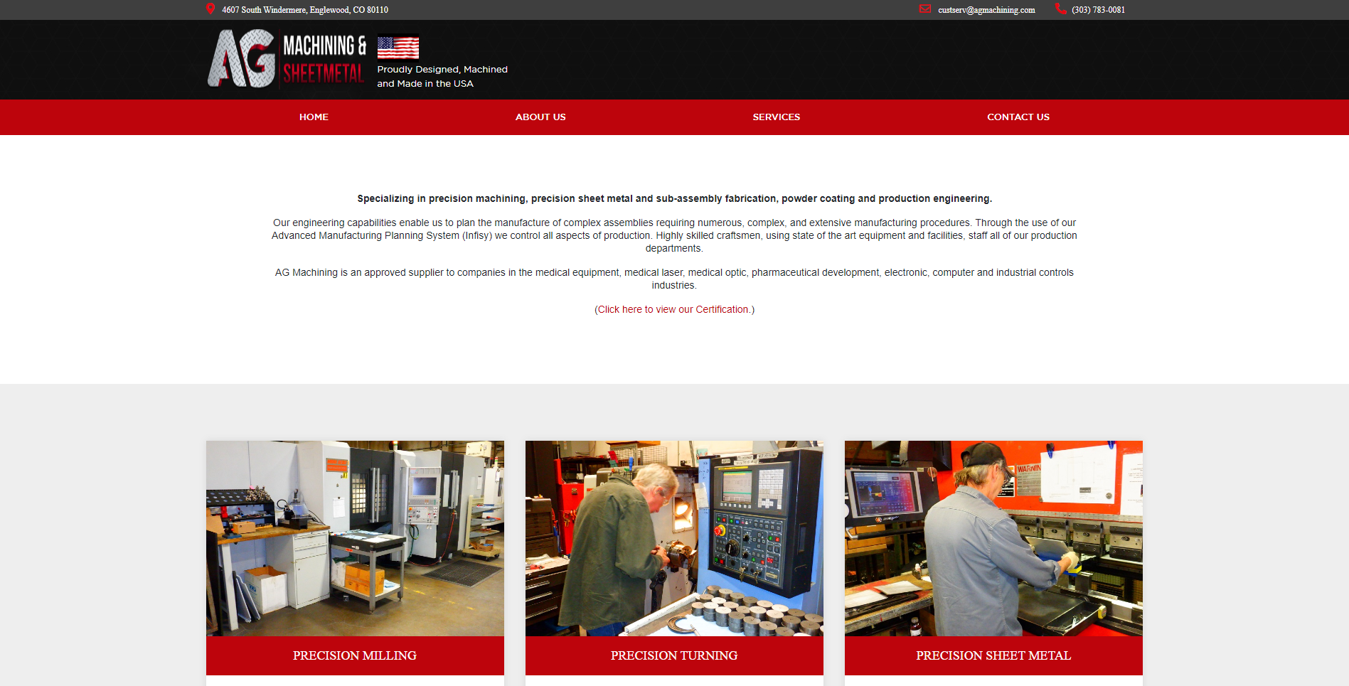 Web Design for AG Machining